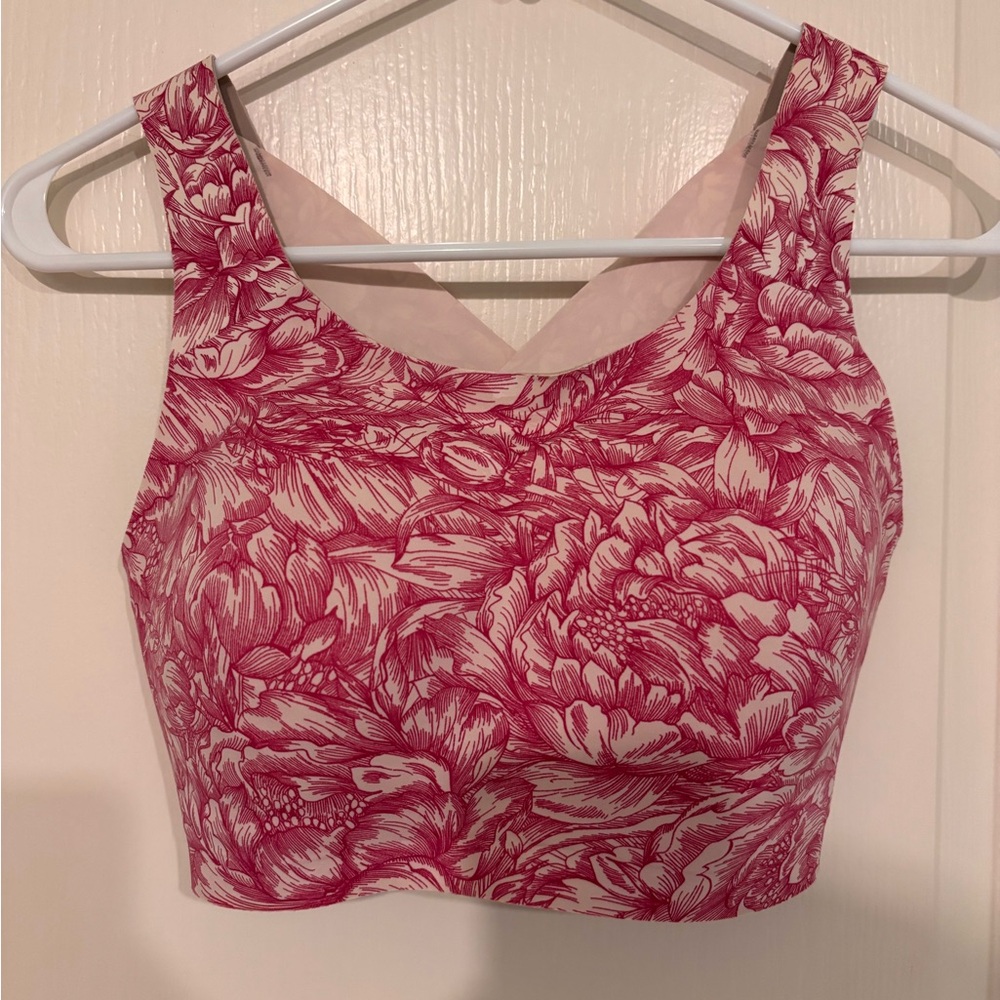Pink peony floral print Enlite sports bra